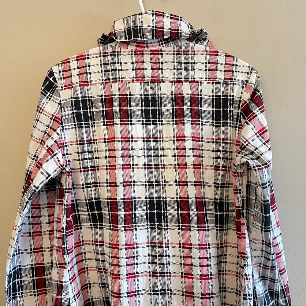 Vintage “K TEEN” White & Red Plaid Drawstring Collar Blouse –Size Large Like New - Picture 12 of 16